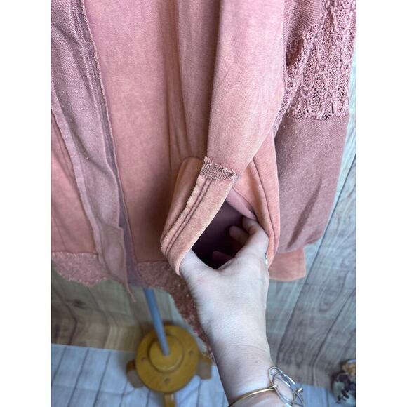 Gimmicks Buckle Lace Full Zip Cardigan Sweatshirt Mineral Wash Orange Size S - Picture 8 of 10